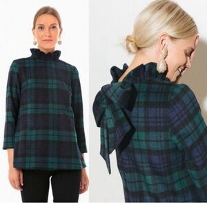 Tuckernuck Faye Black and Green Plaid Blouse NWT